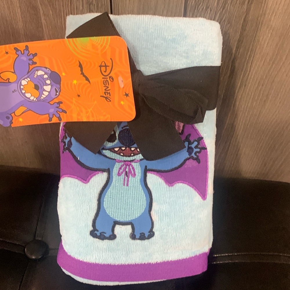 New Halloween Bat Stitch Standing On Light Blue Cotton Hand Towels Pack Of 2